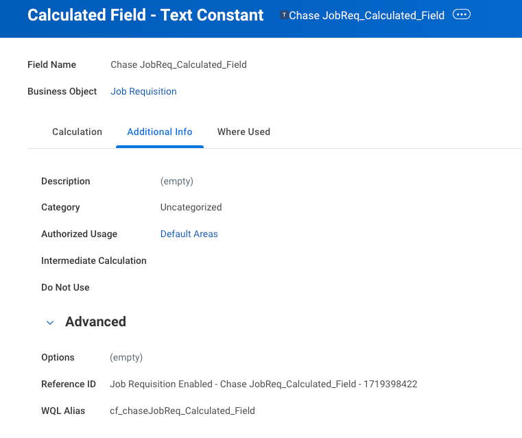 Additional Info tab showing the WQL Alias