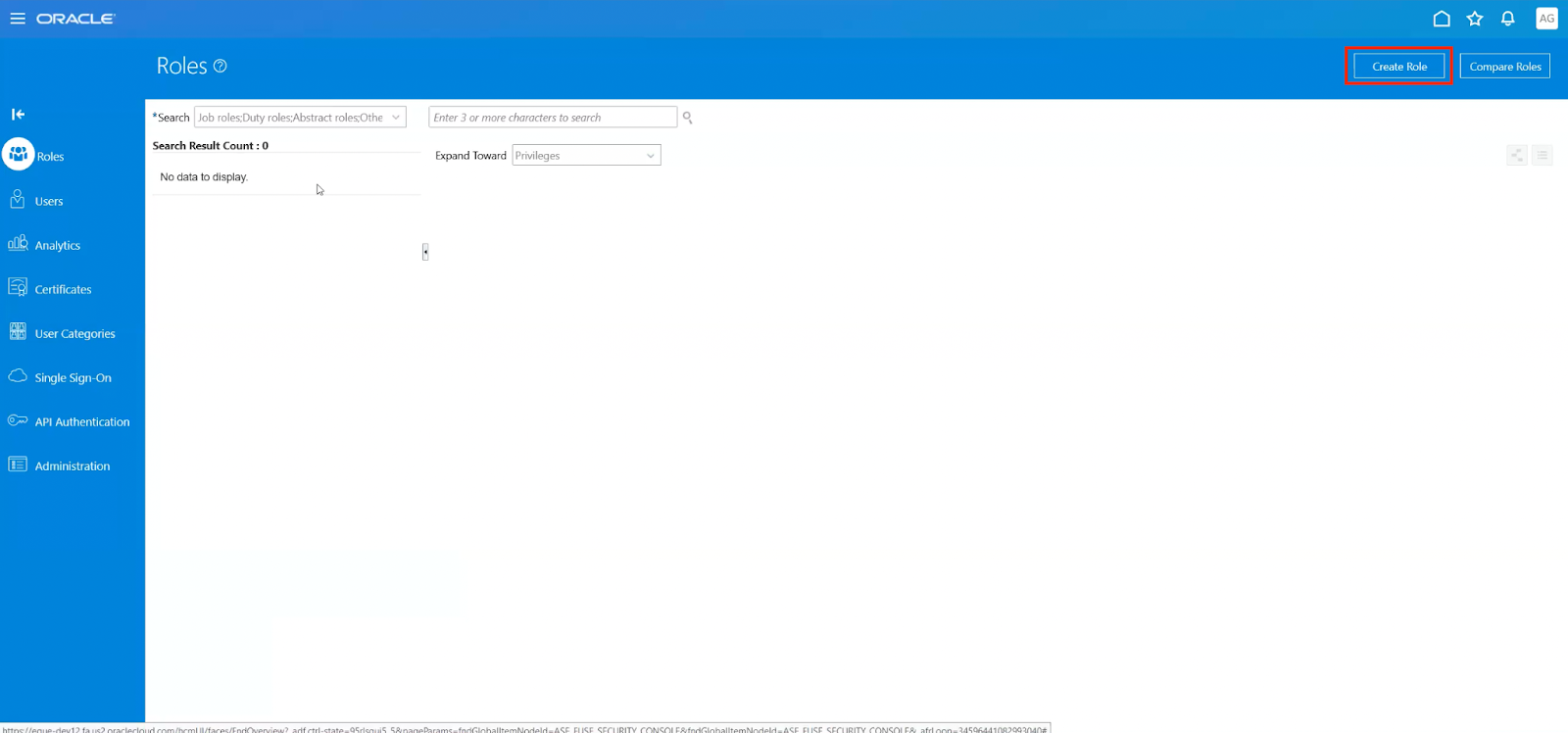 Bouton Créer un poste (Create Role) dans l'onglet Postes (Roles)
