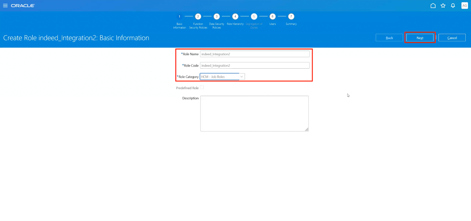 Créer un poste - Renseignements généraux (Create Role - Basic information)