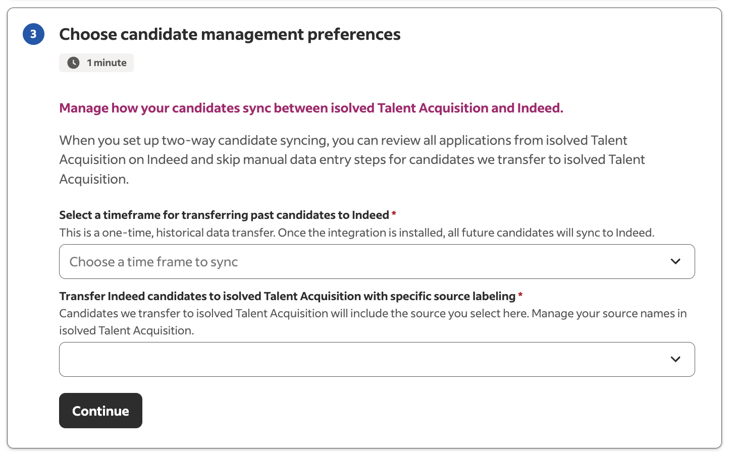 Candidate import timeframe and source labeling options