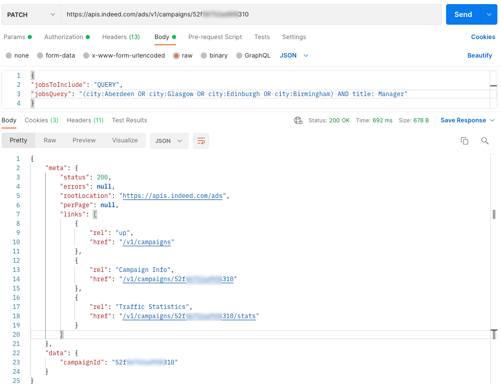 API call to edit a recurring campaign
