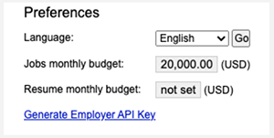 Monthly budget setting in Indeed UI