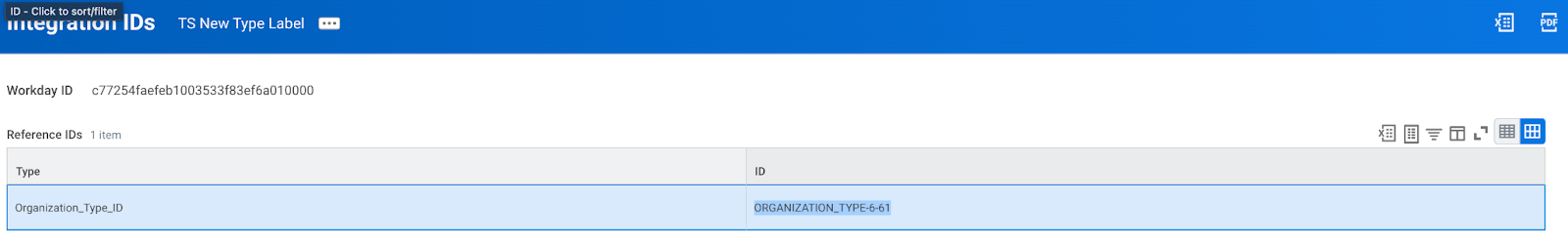 Reference IDs screen